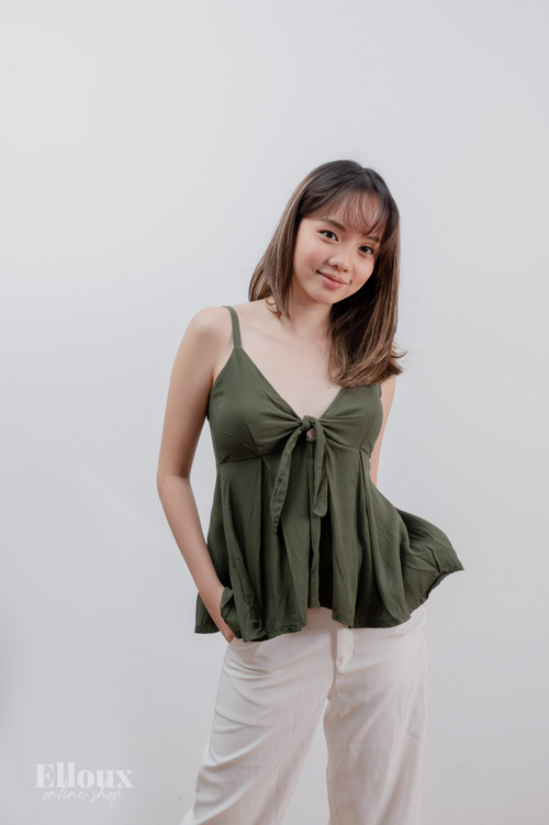 Army Green Front Ribbon Tie Top
