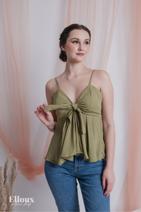 Sage Green Front Ribbon Tie Top
