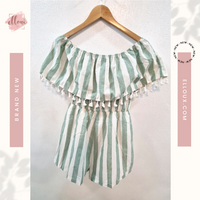 Off Shoulder Stripe Romper