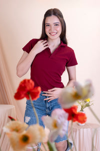 Collar Top V-Neck Shirt