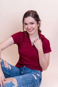 Collar Top V-Neck Shirt