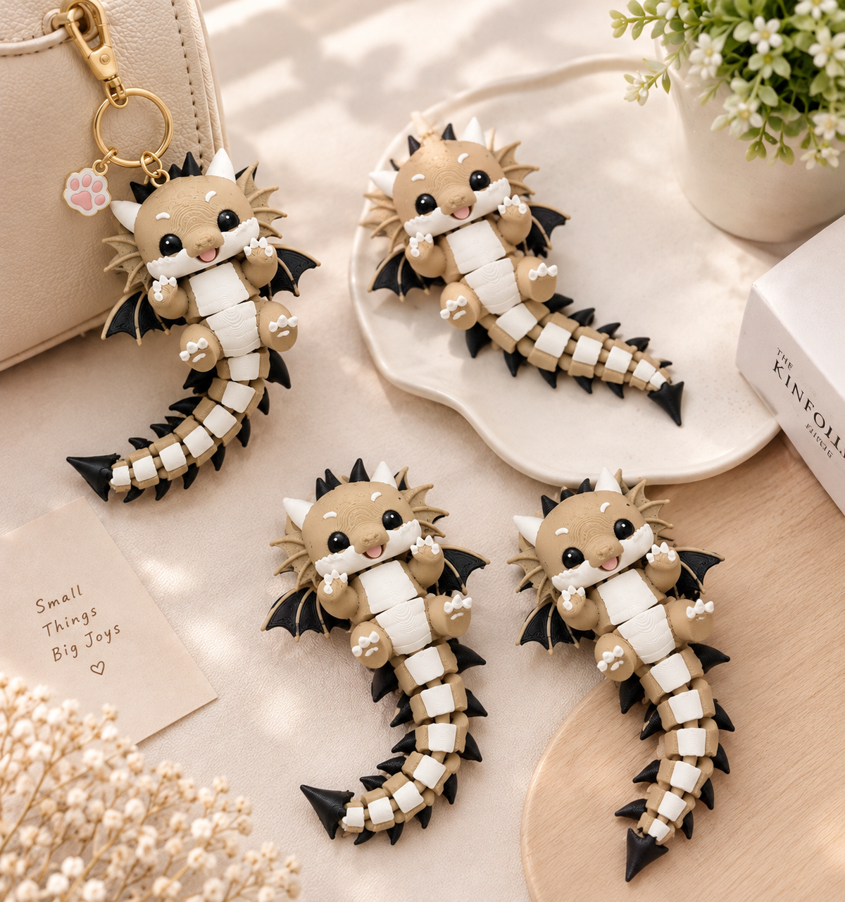 Articulated Dragon Charm - Fluffy Tails