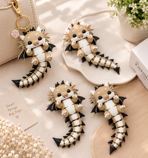 Articulated Dragon Charm - Fluffy Tails
