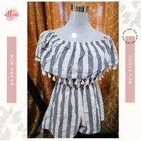 Off Shoulder Stripe Romper