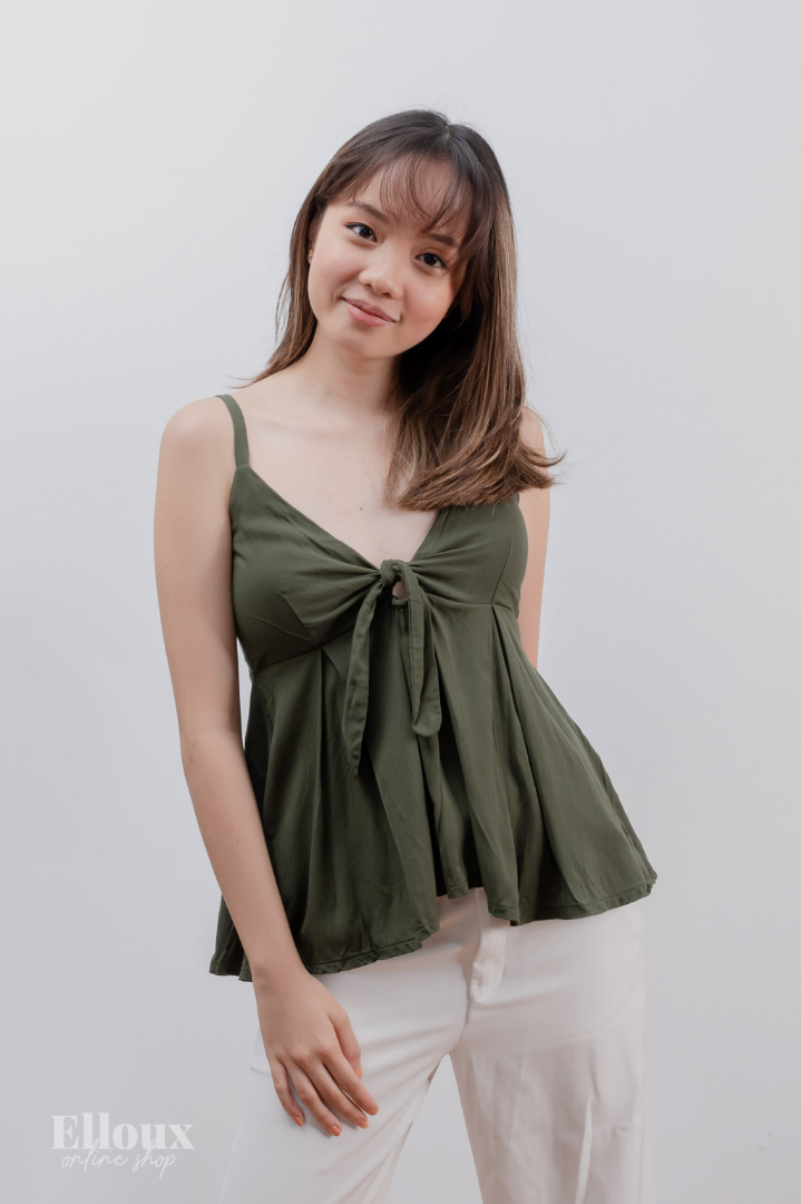 Army Green Front Ribbon Tie Top