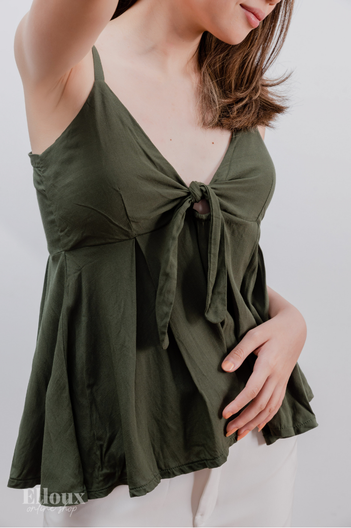 Army Green Front Ribbon Tie Top