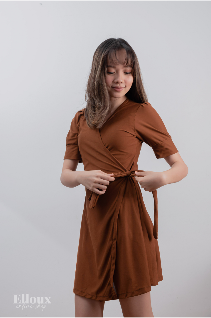 Choco Brown Sexy Wrap Dress