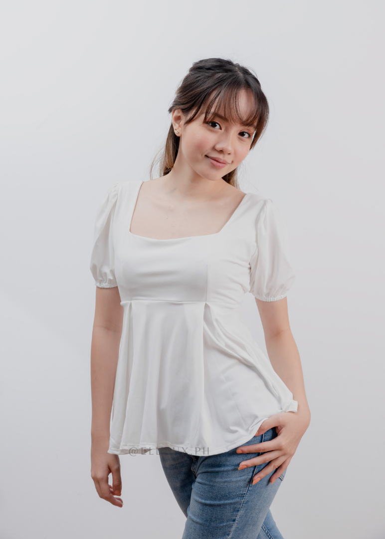 White Square Neck Top