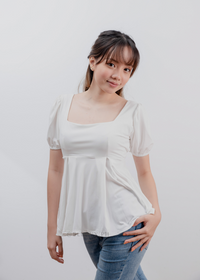 White Square Neck Top