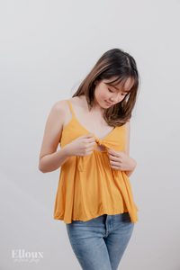 Mustard Front Ribbon Tie Top