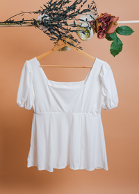 White Square Neck Top