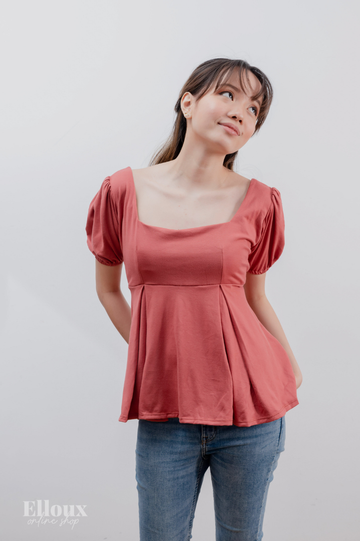 Old Rose Square Neck Top