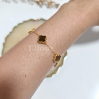 18k Tiger Eye VCA Clover Bracelet