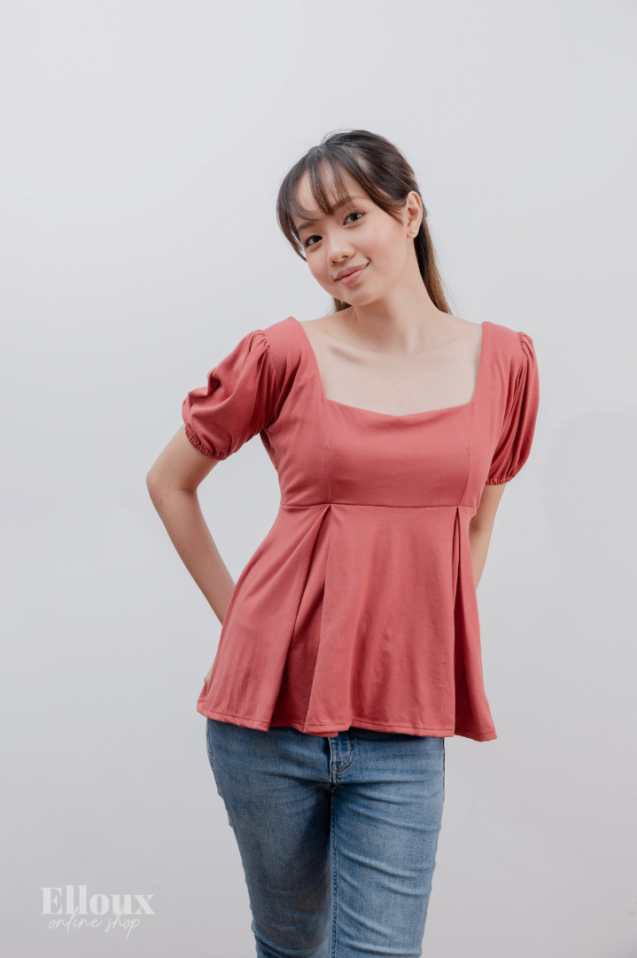 Old Rose Square Neck Top