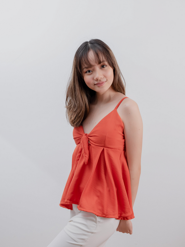 Rust Front Ribbon Tie Top