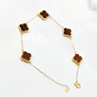 18k Tiger Eye VCA Clover Bracelet