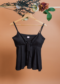 Black Front Ribbon Tie Top