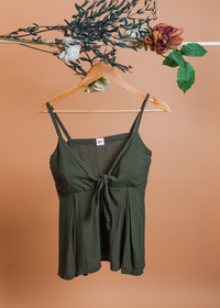 Army Green Front Ribbon Tie Top