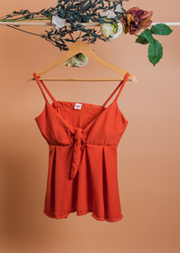 Rust Front Ribbon Tie Top