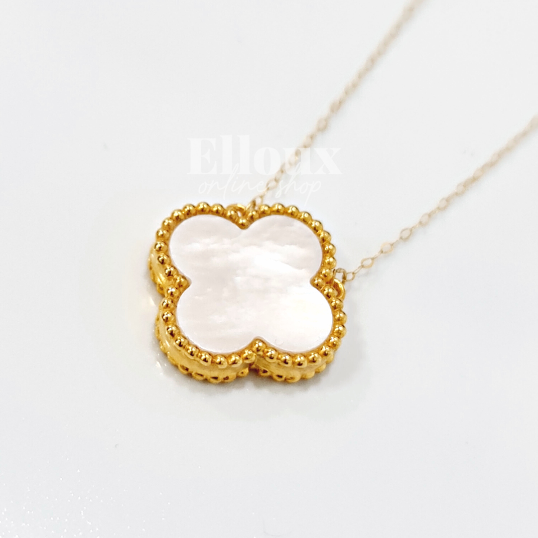18k Gold VCA Center Necklace 15mm White Elloux