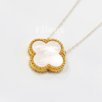 18k Gold VCA Center Necklace 15mm White