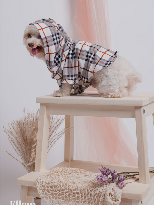 White Checkered FurBaby Hoodie