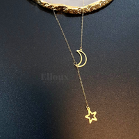 18k Gold Moon Star Necklace