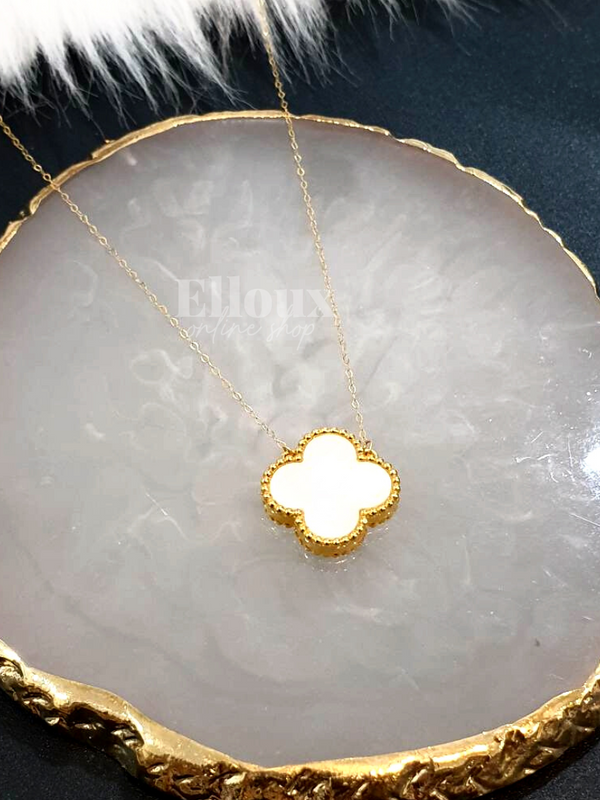 18k Gold VCA Center Necklace 15mm White
