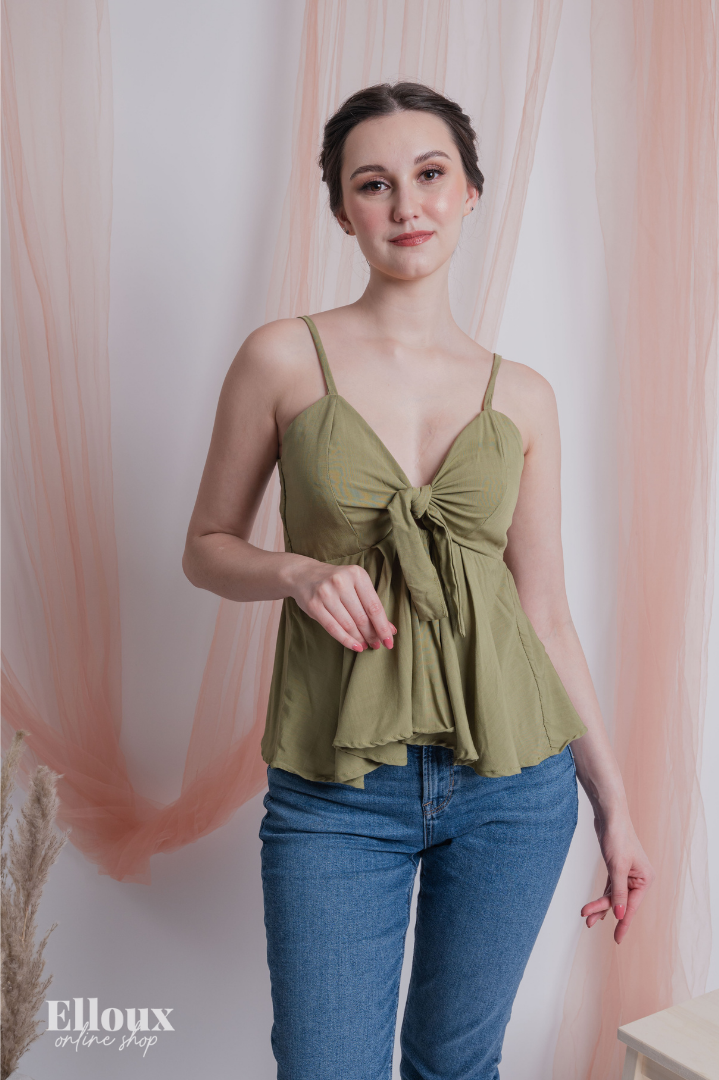 Sage Green Front Ribbon Tie Top