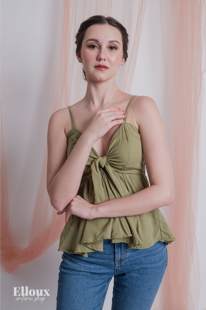 Sage Green Front Ribbon Tie Top