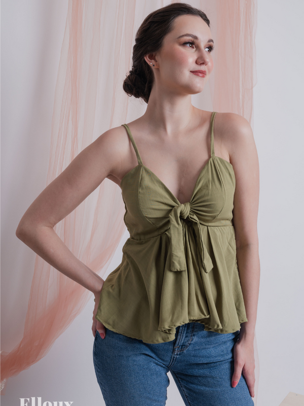 Sage Green Front Ribbon Tie Top