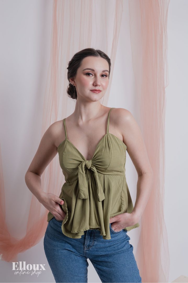 Sage Green Front Ribbon Tie Top